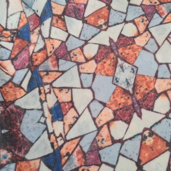 Waverly Grey Stained Glass Wrap Dress 2 V-Neck sheer lightweight above the knee - Picture 6 of 11